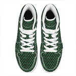 Green Dragon Scales Pattern Print High Top Leather Sneakers