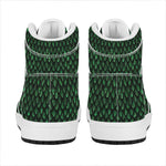 Green Dragon Scales Pattern Print High Top Leather Sneakers
