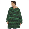 Green Dragon Scales Pattern Print Hoodie Blanket