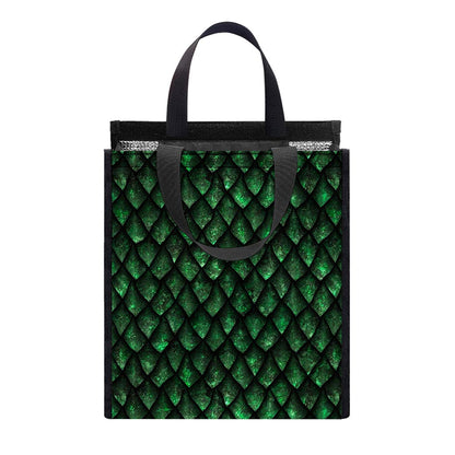 Green Dragon Scales Pattern Print Insulated Lunch Tote