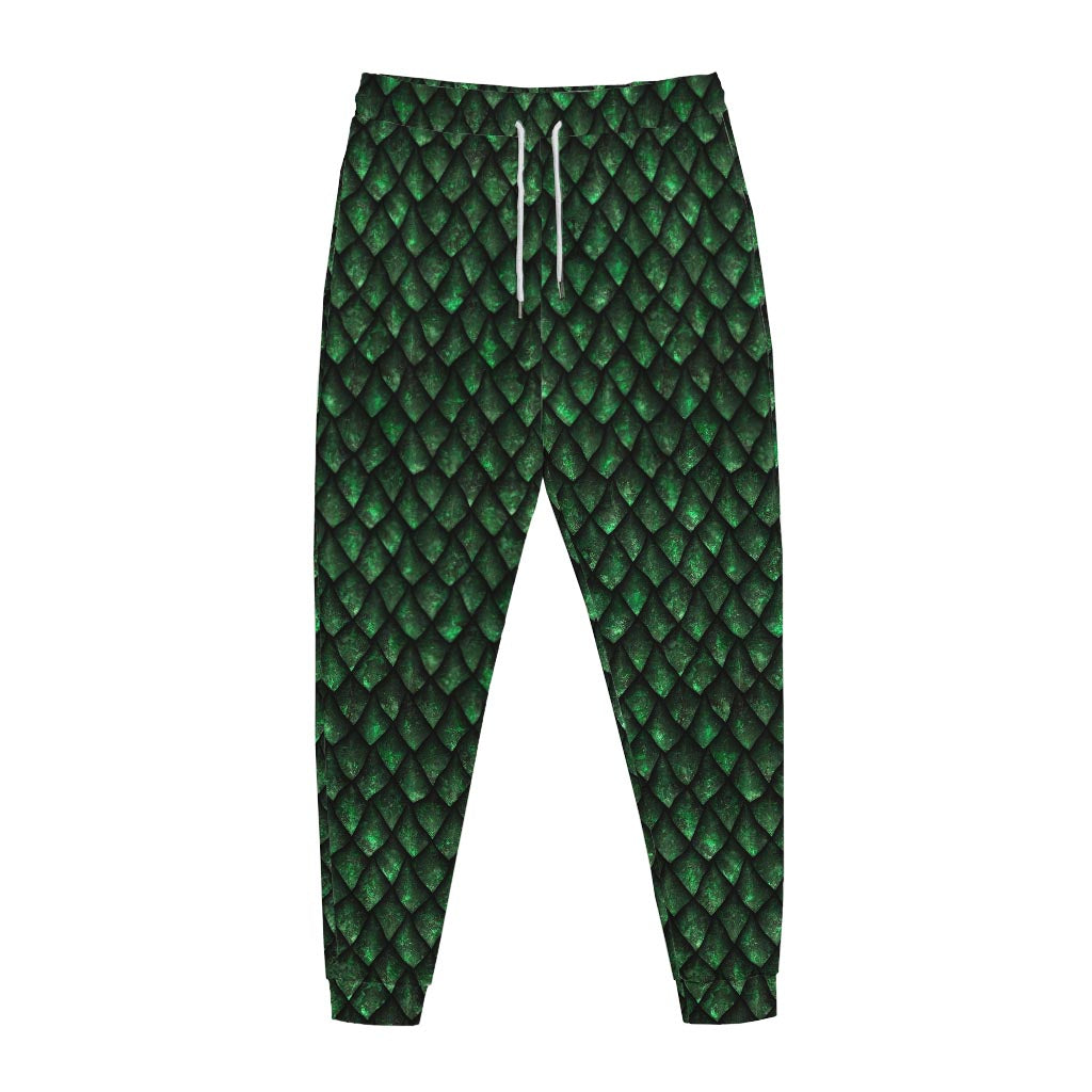 Green Dragon Scales Pattern Print Jogger Pants