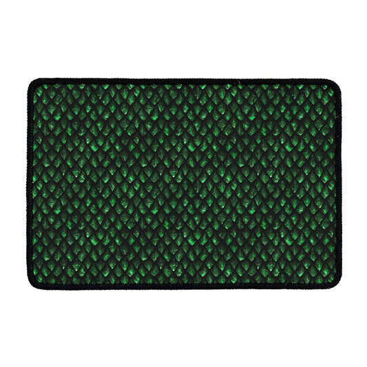 Green Dragon Scales Pattern Print Kitchen Mat