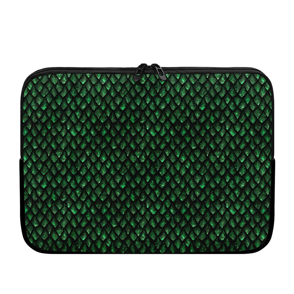 Green Dragon Scales Pattern Print Laptop Sleeve