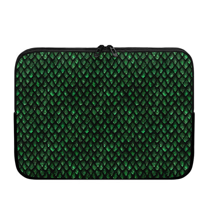Green Dragon Scales Pattern Print Laptop Sleeve