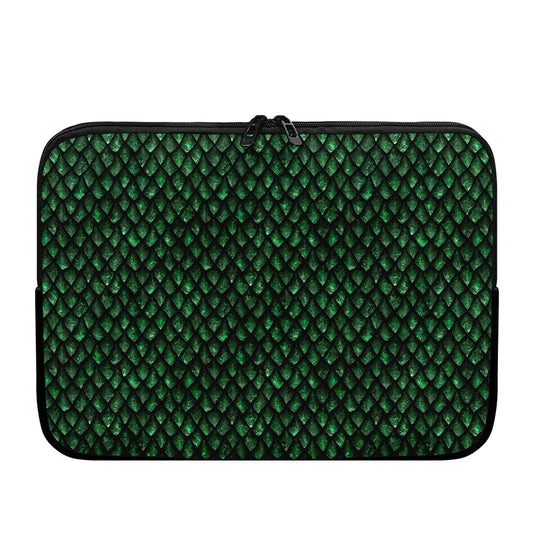 Green Dragon Scales Pattern Print Laptop Sleeve