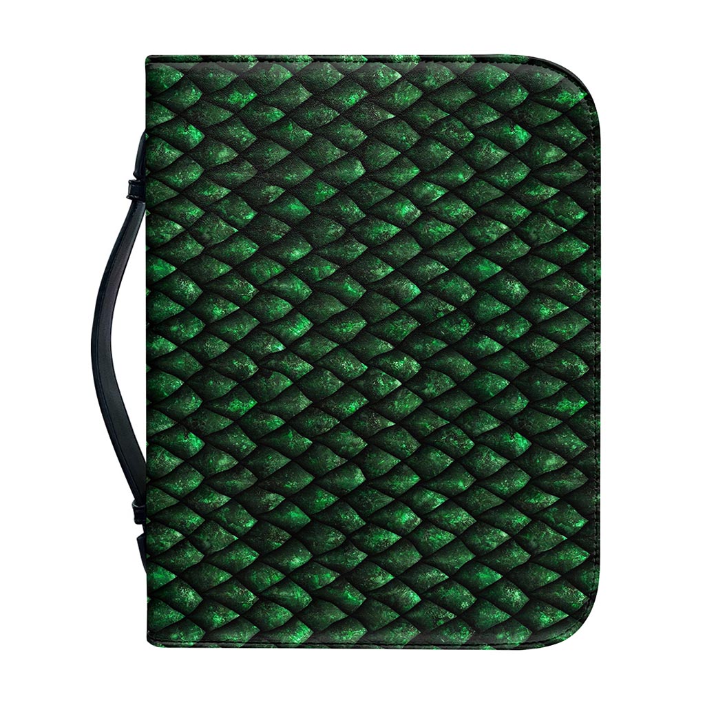 Green Dragon Scales Pattern Print Leather Bible Cover