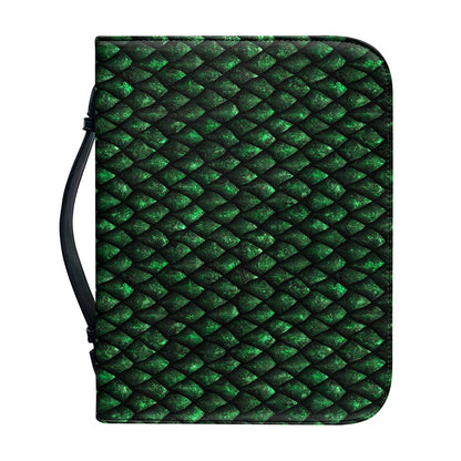Green Dragon Scales Pattern Print Leather Bible Cover