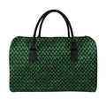 Green Dragon Scales Pattern Print Leather Duffel Bag