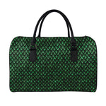 Green Dragon Scales Pattern Print Leather Duffle Bag