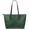 Green Dragon Scales Pattern Print Leather Tote Bag