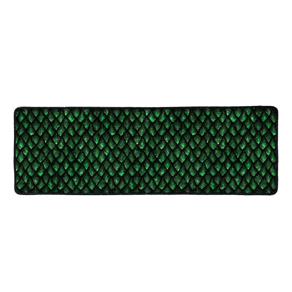 Green Dragon Scales Pattern Print Long Kitchen Mat