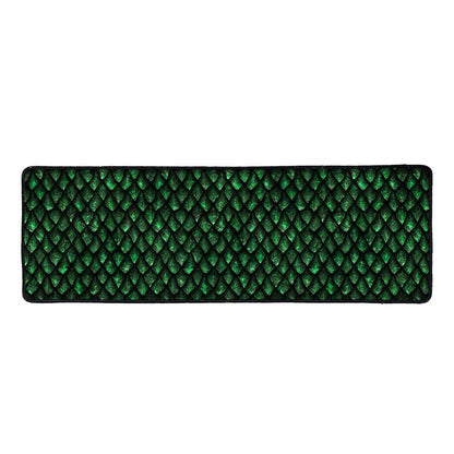 Green Dragon Scales Pattern Print Long Kitchen Mat