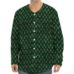 Green Dragon Scales Pattern Print Long Sleeve Baseball Jersey