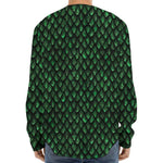 Green Dragon Scales Pattern Print Long Sleeve Baseball Jersey