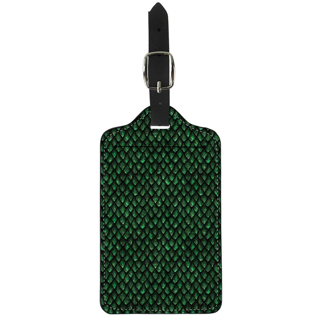 Green Dragon Scales Pattern Print Luggage Tag