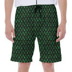 Green Dragon Scales Pattern Print Men's Beach Shorts