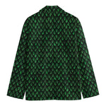 Green Dragon Scales Pattern Print Men's Blazer