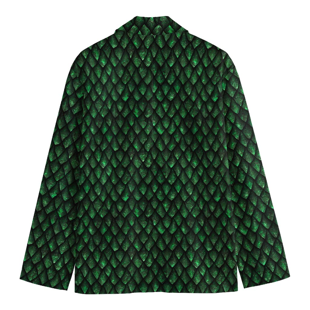 Green Dragon Scales Pattern Print Men's Cotton Blazer