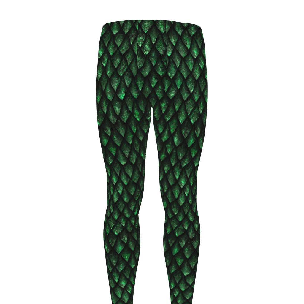 Green Dragon Scales Pattern Print Men's leggings