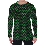 Green Dragon Scales Pattern Print Men's Long Sleeve T-Shirt