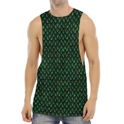 Green Dragon Scales Pattern Print Men's Muscle Tank Top
