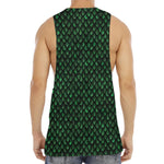 Green Dragon Scales Pattern Print Men's Muscle Tank Top