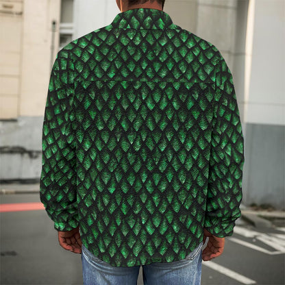Green Dragon Scales Pattern Print Men's Shirt Jacket