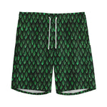 Green Dragon Scales Pattern Print Men's Sports Shorts