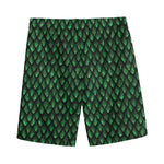 Green Dragon Scales Pattern Print Men's Sports Shorts