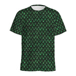 Green Dragon Scales Pattern Print Men's Sports T-Shirt