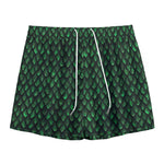 Green Dragon Scales Pattern Print Mesh Shorts