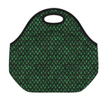 Green Dragon Scales Pattern Print Neoprene Lunch Bag