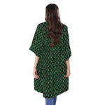Green Dragon Scales Pattern Print Open Front Beach Cover Up