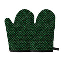 Green Dragon Scales Pattern Print Oven Mitts