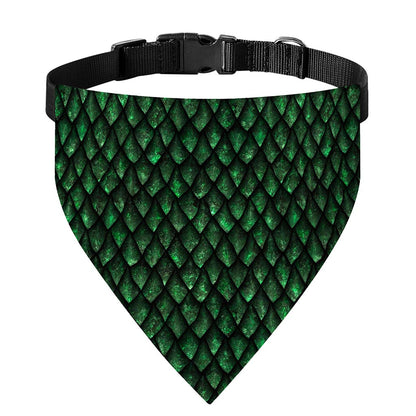 Green Dragon Scales Pattern Print Over The Collar Dog Bandana