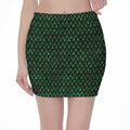 Green Dragon Scales Pattern Print Pencil Mini Skirt
