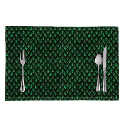 Green Dragon Scales Pattern Print Placemat