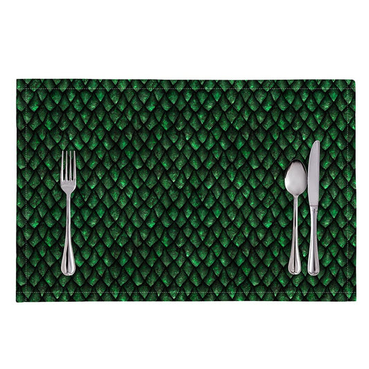 Green Dragon Scales Pattern Print Placemat