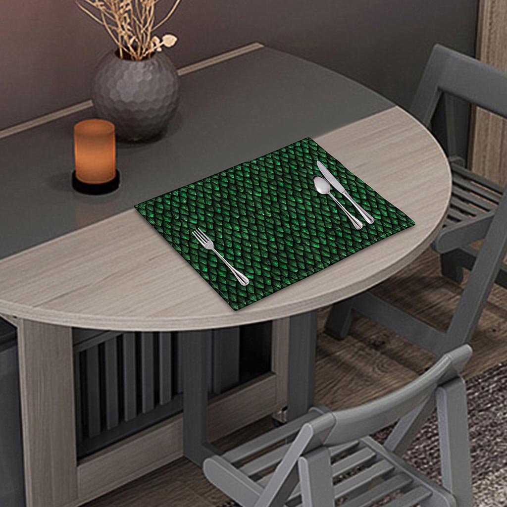 Green Dragon Scales Pattern Print Placemat