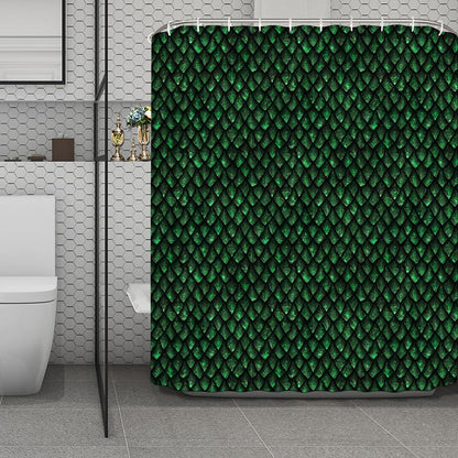 Green Dragon Scales Pattern Print Polyester Shower Curtain