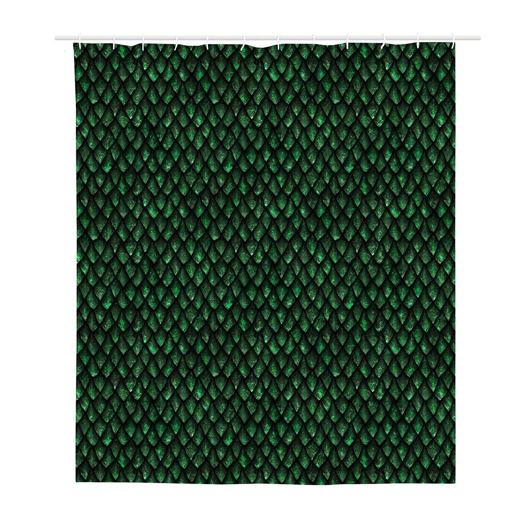 Green Dragon Scales Pattern Print Polyester Shower Curtain