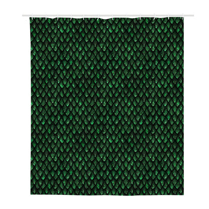 Green Dragon Scales Pattern Print Polyester Shower Curtain
