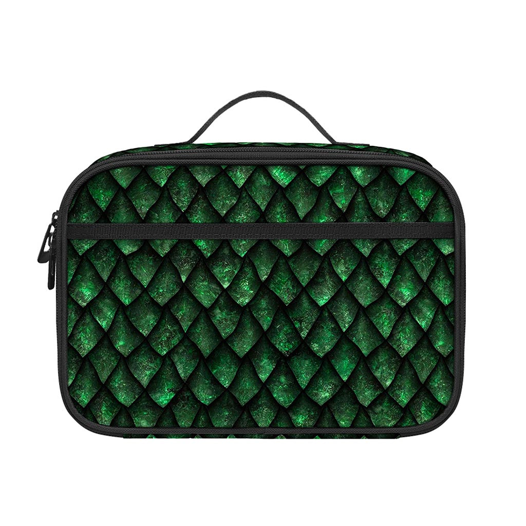 Green Dragon Scales Pattern Print Portable Lunch Bag