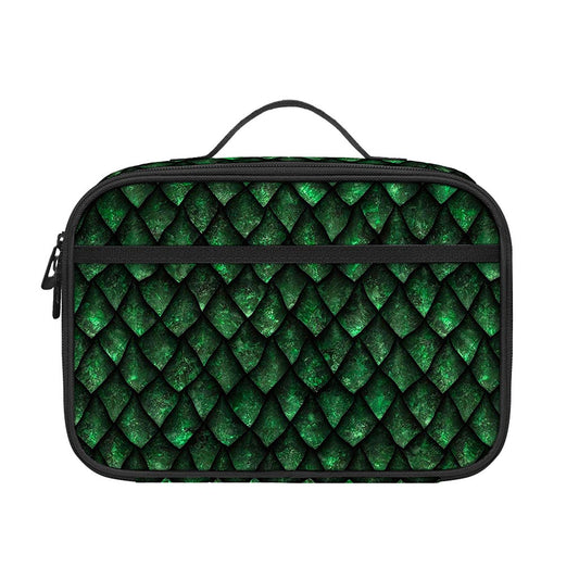 Green Dragon Scales Pattern Print Portable Lunch Bag
