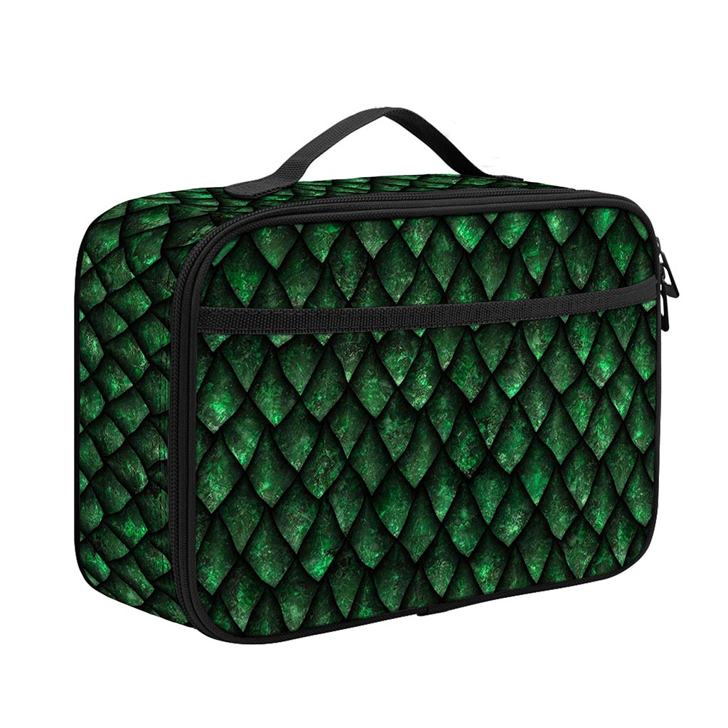 Green Dragon Scales Pattern Print Portable Lunch Bag
