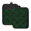 Green Dragon Scales Pattern Print Pot Holders With Pocket