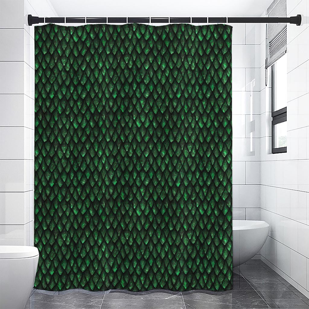 Green Dragon Scales Pattern Print Premium Shower Curtain