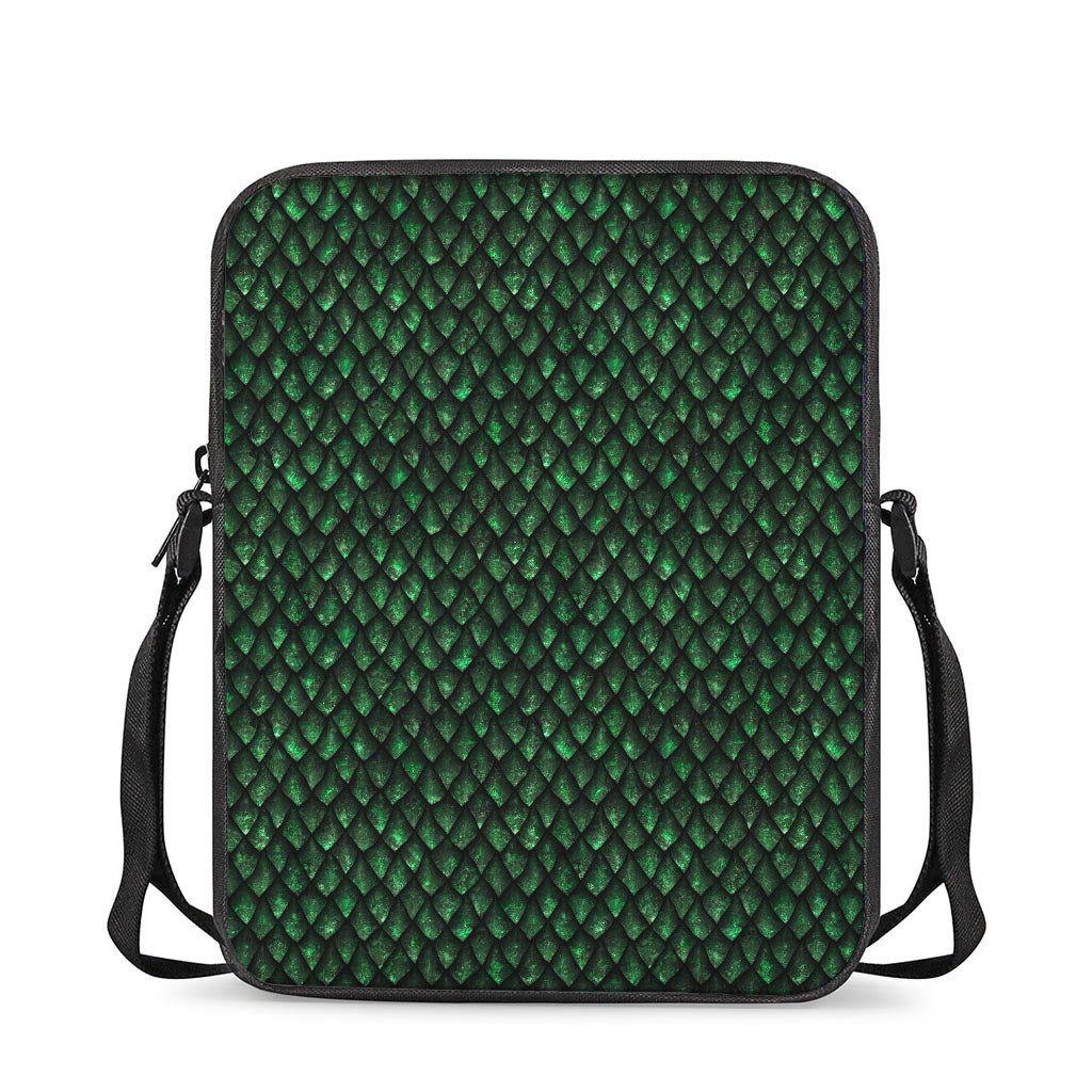 Green Dragon Scales Pattern Print Rectangular Crossbody Bag