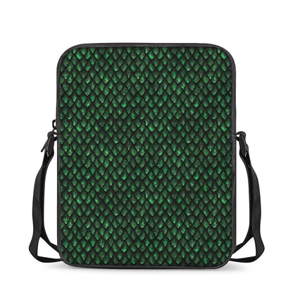 Green Dragon Scales Pattern Print Rectangular Crossbody Bag