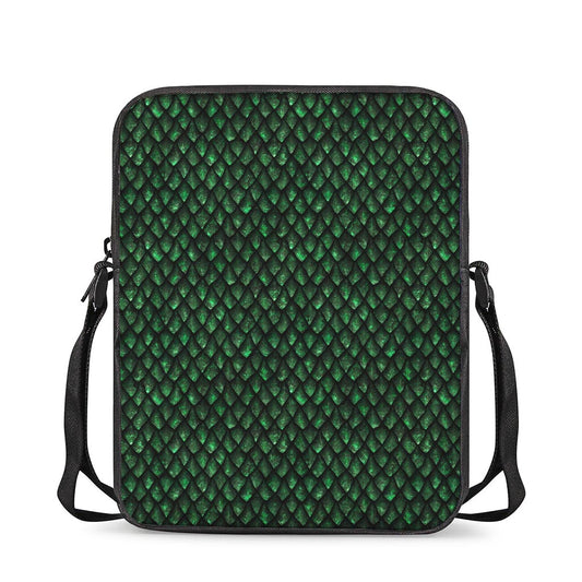 Green Dragon Scales Pattern Print Rectangular Crossbody Bag